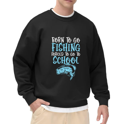 Playful "Born to Fish Forced to School" Youth Fishing Sweatshirt