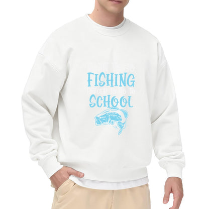 Playful "Born to Fish Forced to School" Youth Fishing Sweatshirt