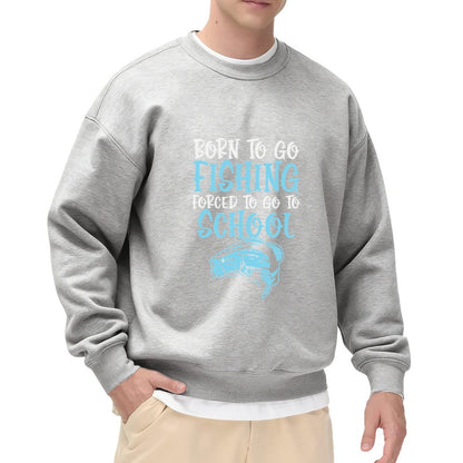 Playful "Born to Fish Forced to School" Youth Fishing Sweatshirt