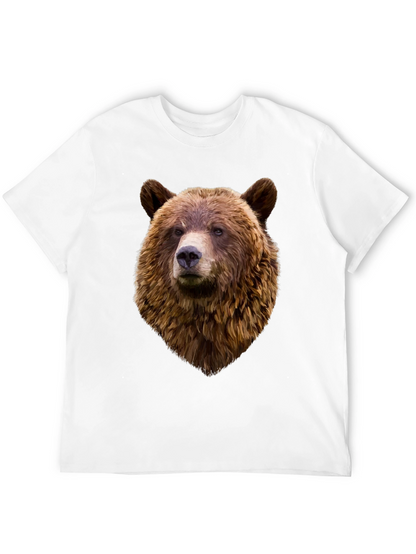 Mens Black Bear Head Graphic T-Shirt