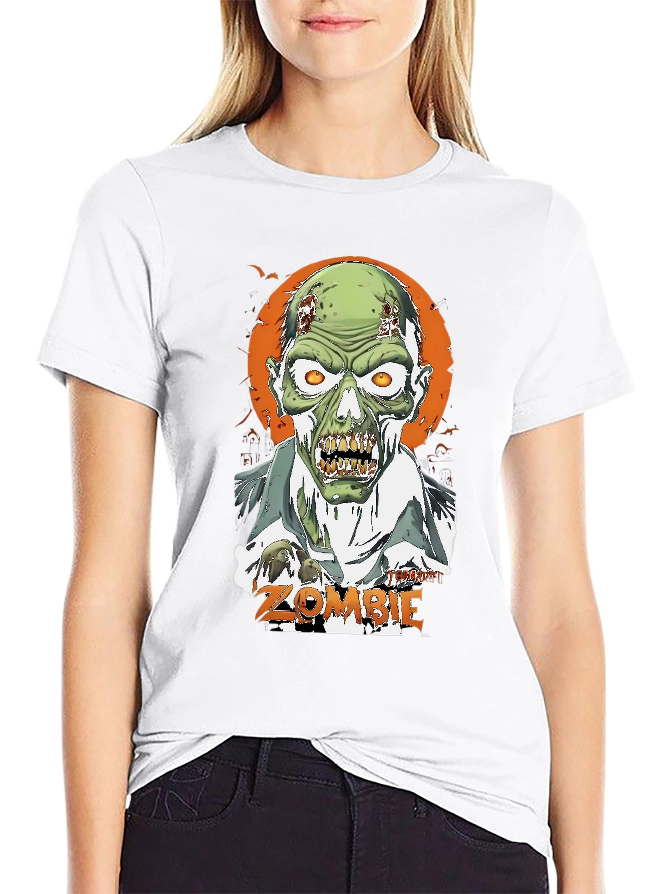 Zombie Graphic Print Tee - Halloween Shirt