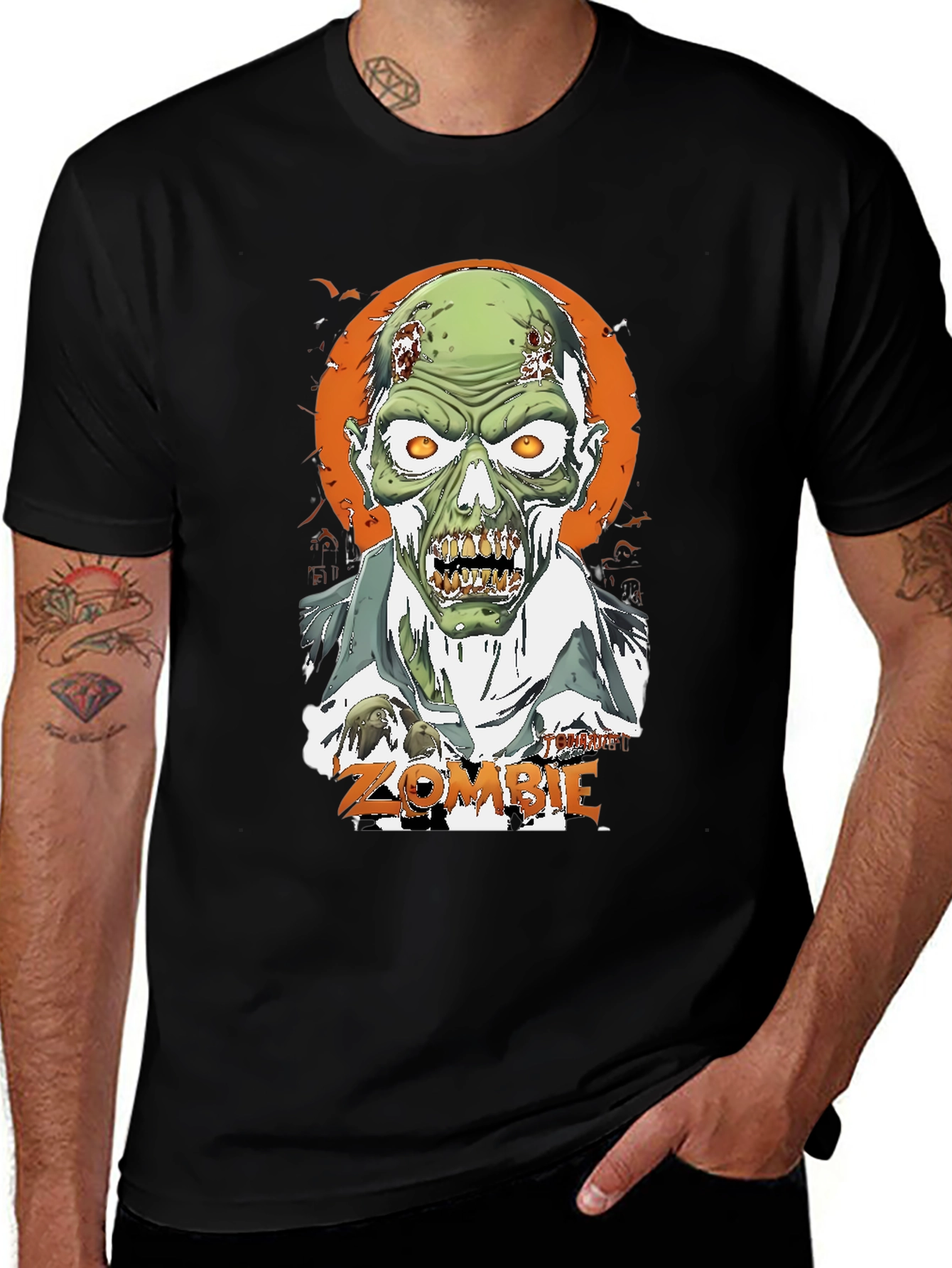 Zombie Graphic Print Tee - Halloween Shirt