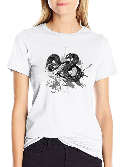 Mens Black T-Shirt with Snake Print