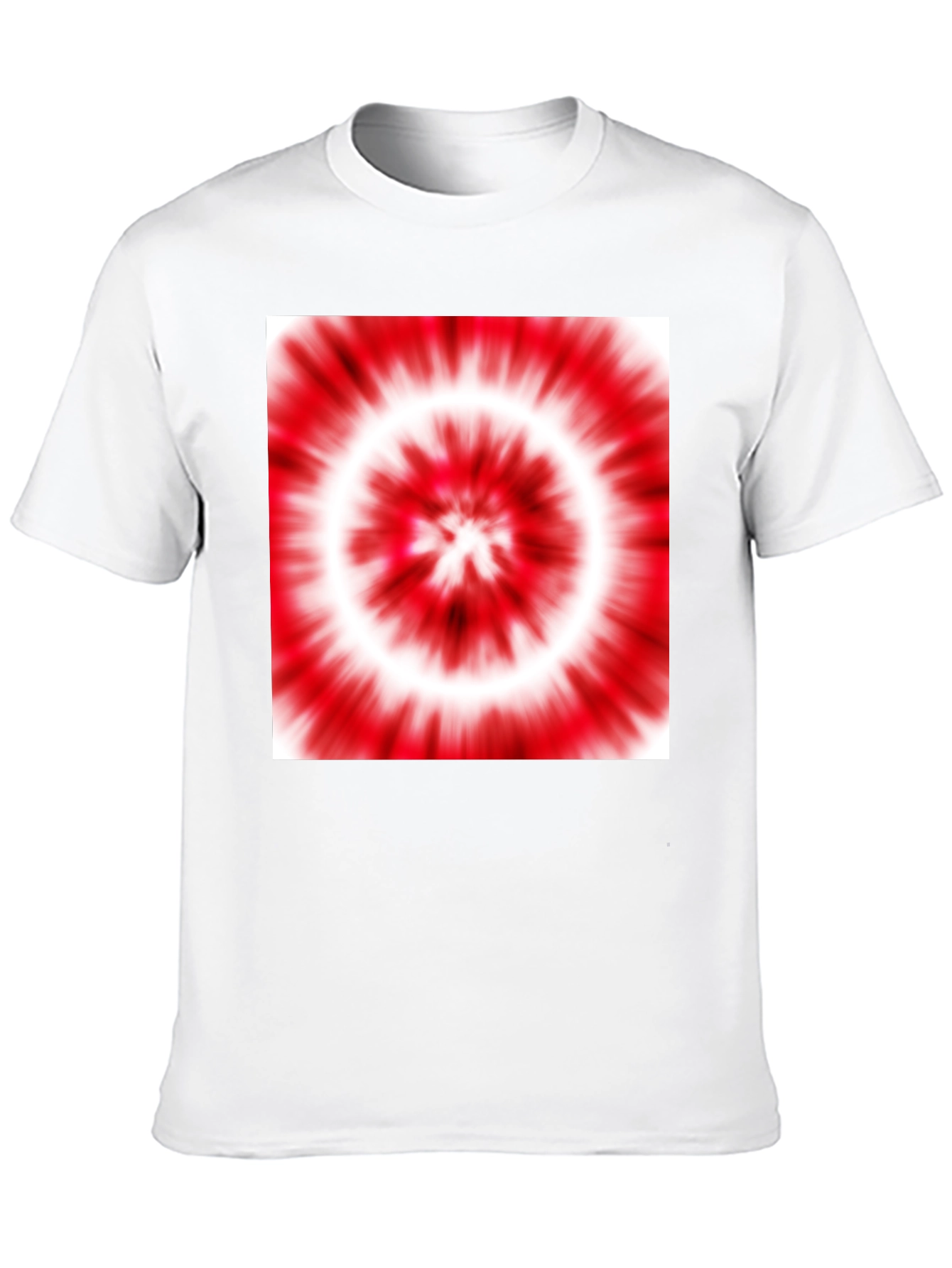 Black T-Shirt with Red and White Tie-Dye Design