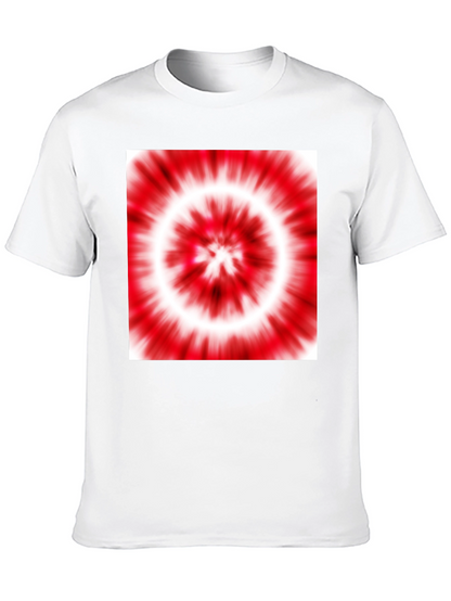 Black T-Shirt with Red and White Tie-Dye Design