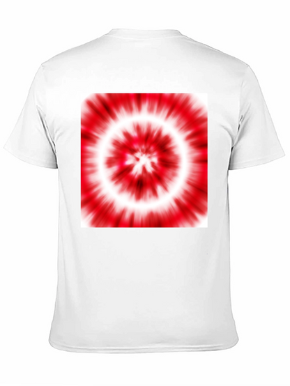 Black T-Shirt with Red and White Tie-Dye Design
