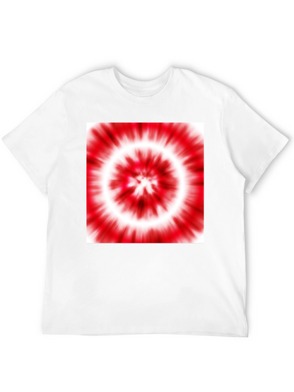 Black T-Shirt with Red and White Tie-Dye Design