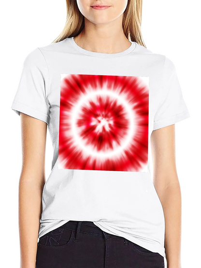 Black T-Shirt with Red and White Tie-Dye Design