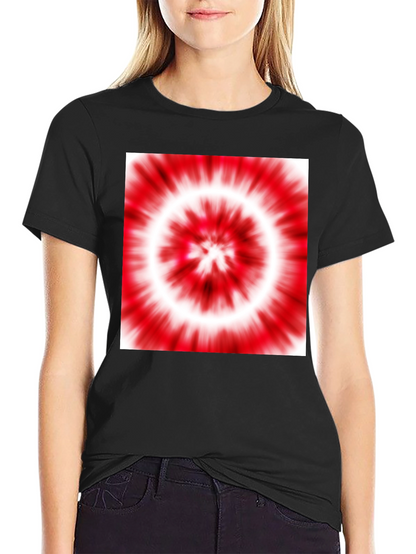 Black T-Shirt with Red and White Tie-Dye Design