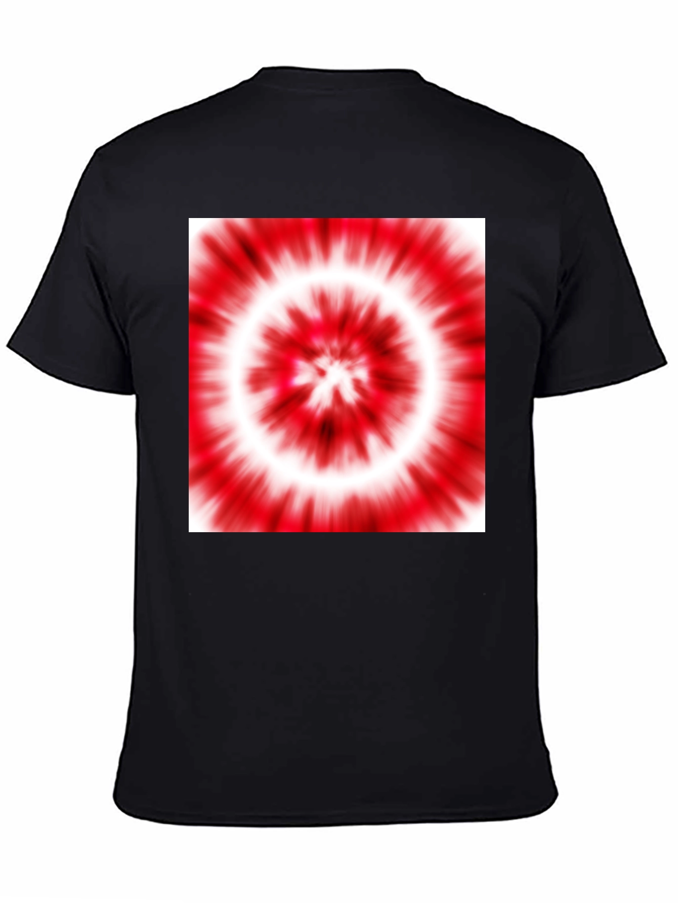 Black T-Shirt with Red and White Tie-Dye Design