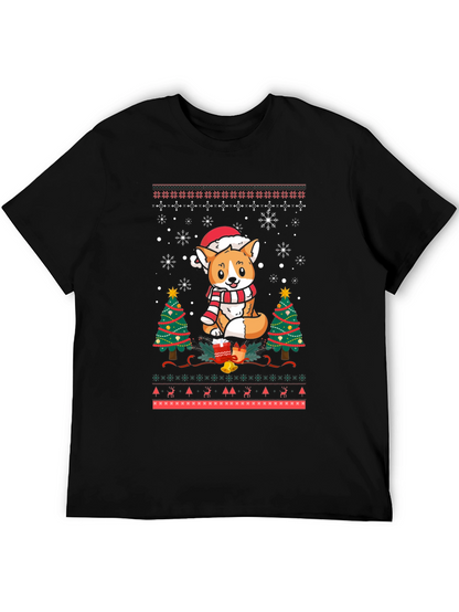 Festive Corgi Christmas Ugly Sweater T-Shirt