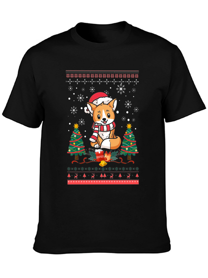 Festive Corgi Christmas Ugly Sweater T-Shirt