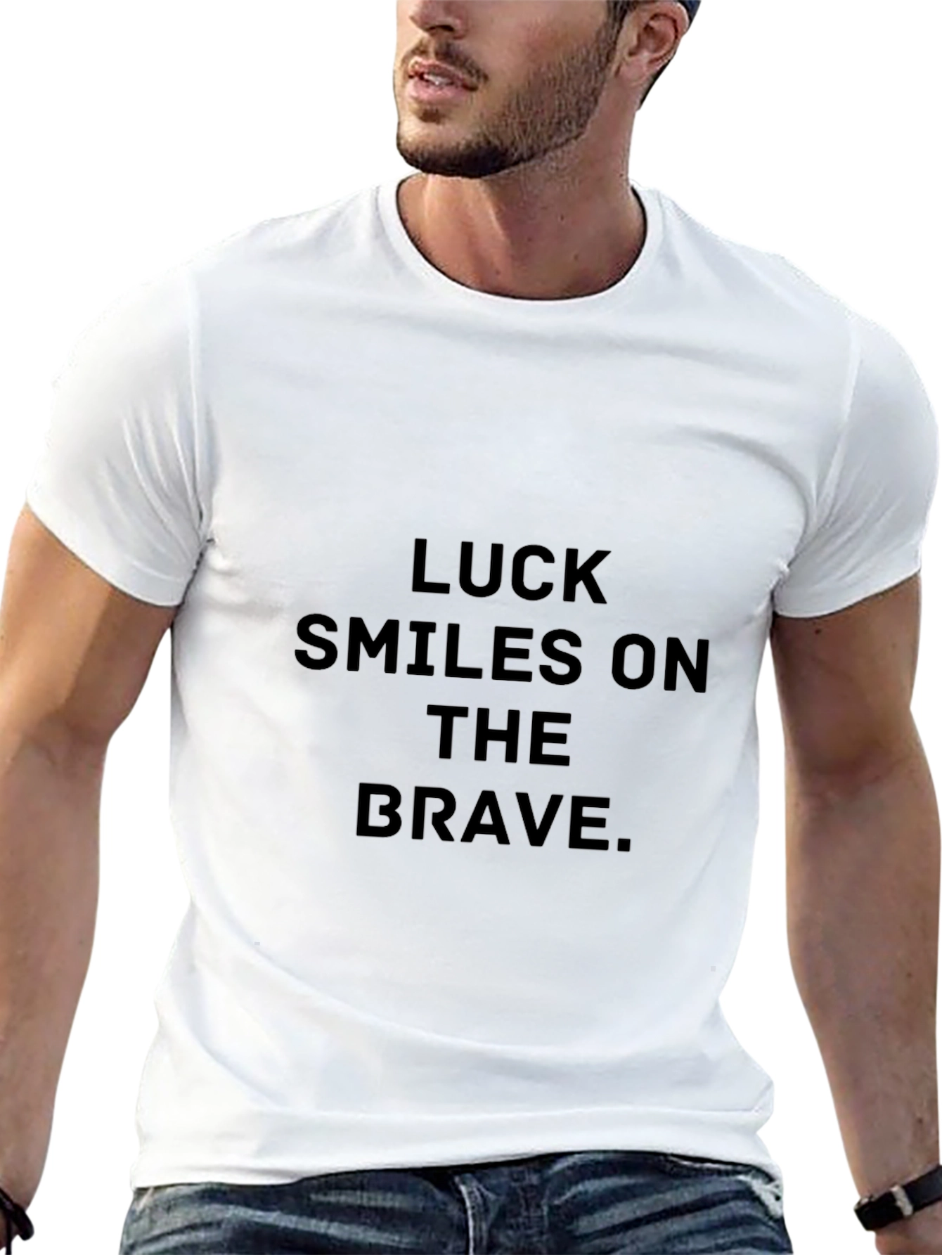 Luck Smiles on the Brave Black Tee
