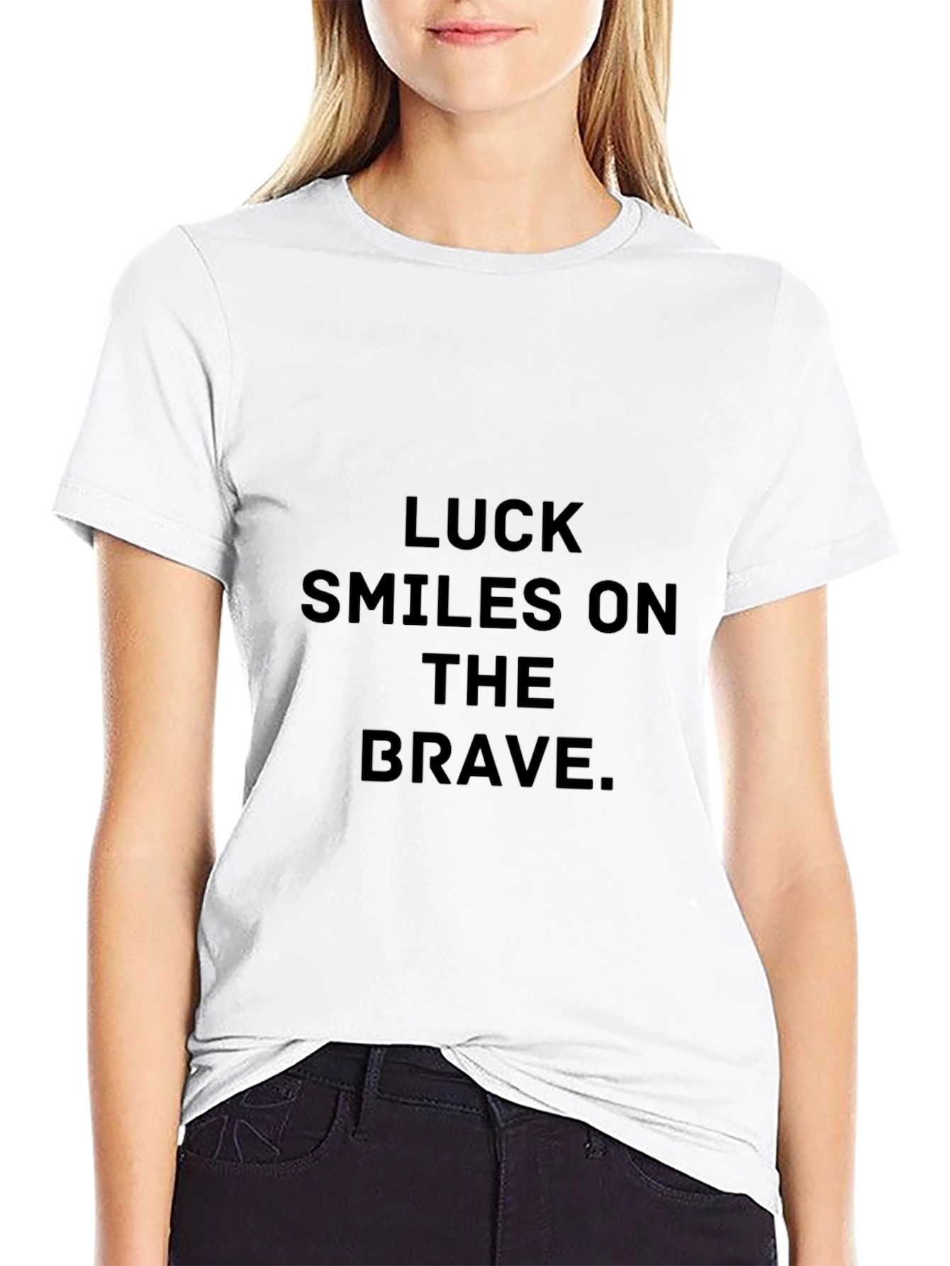 Luck Smiles on the Brave Black Tee