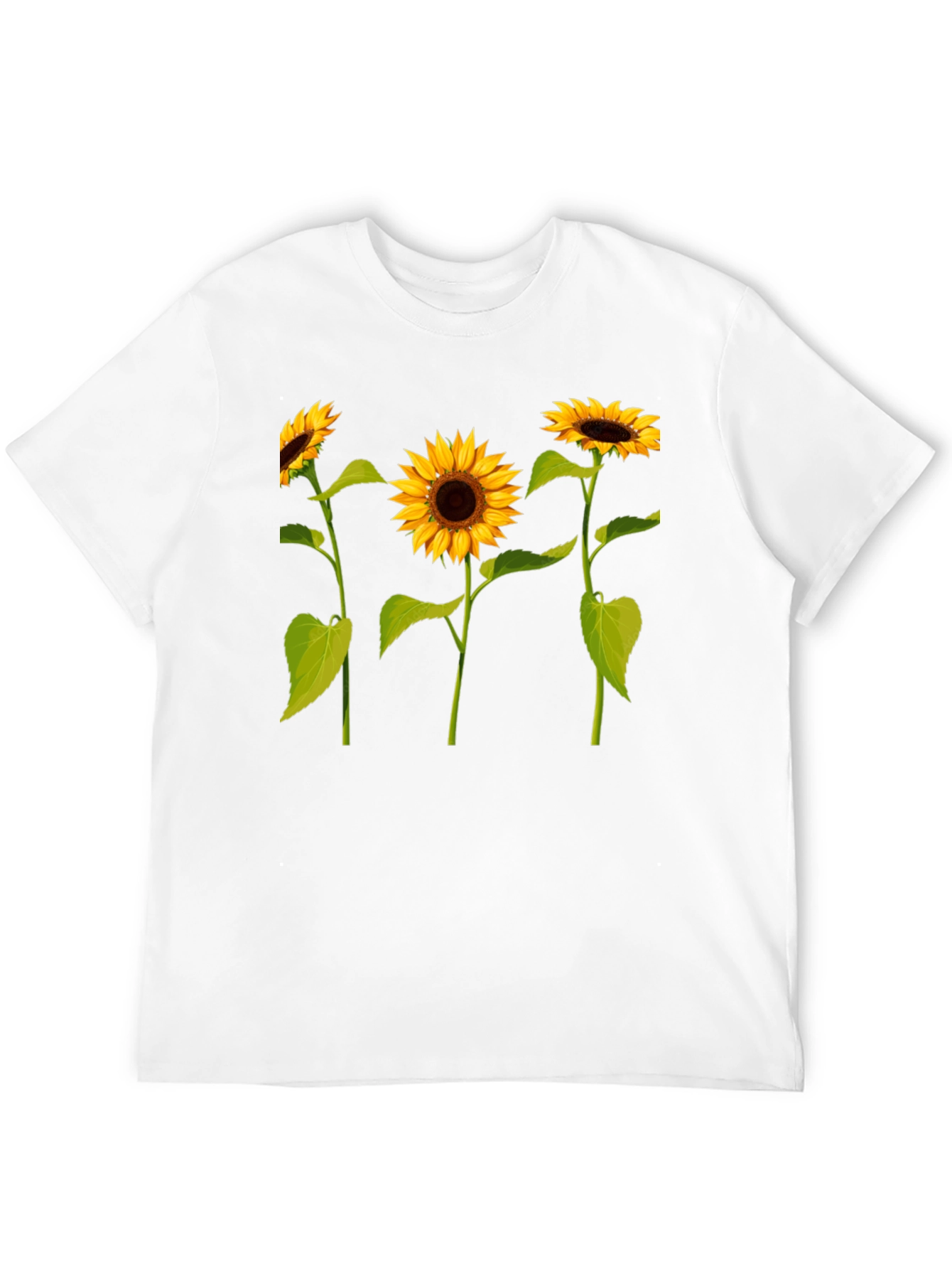 Sunflower Print Black T-Shirt - Casual Wear