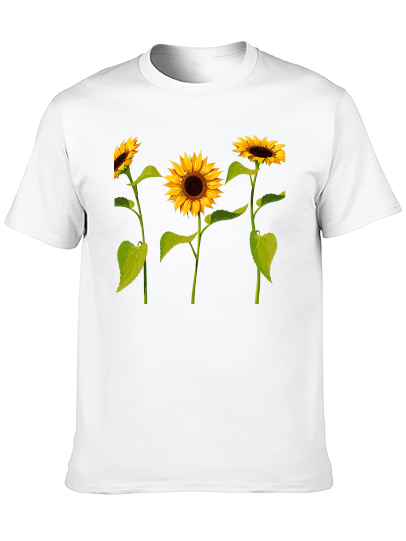 Sunflower Print Black T-Shirt - Casual Wear