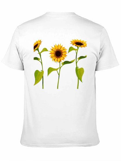 Sunflower Print Black T-Shirt - Casual Wear
