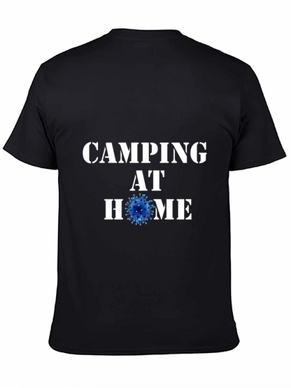 Camping at Home Black T-Shirt Novelty Graphic Tee