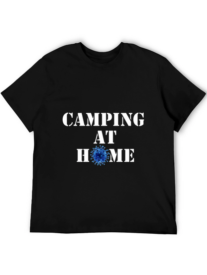 Camping at Home Black T-Shirt Novelty Graphic Tee