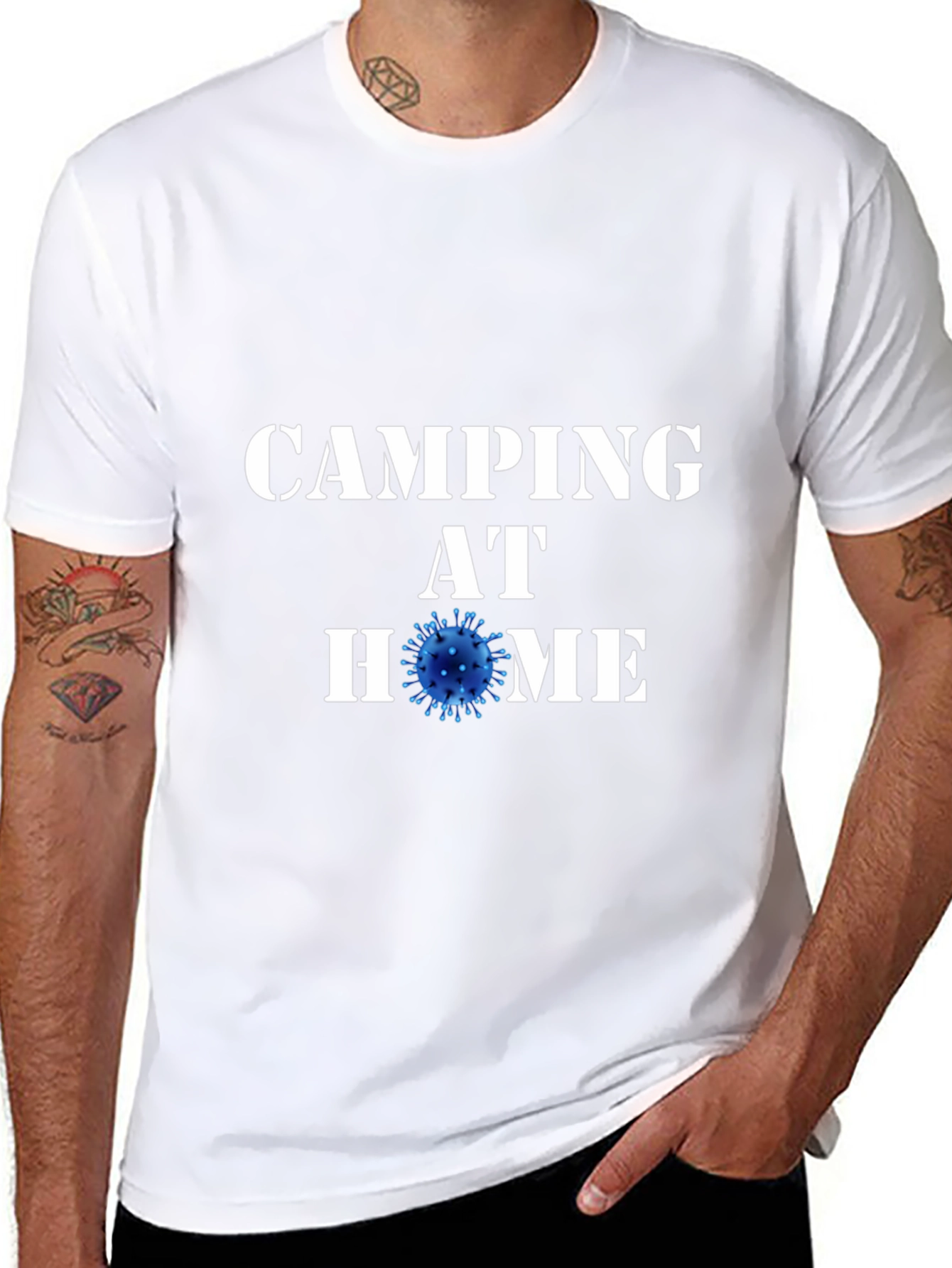 Camping at Home Black T-Shirt Novelty Graphic Tee