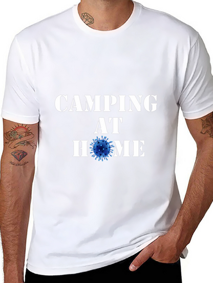 Camping at Home Black T-Shirt Novelty Graphic Tee
