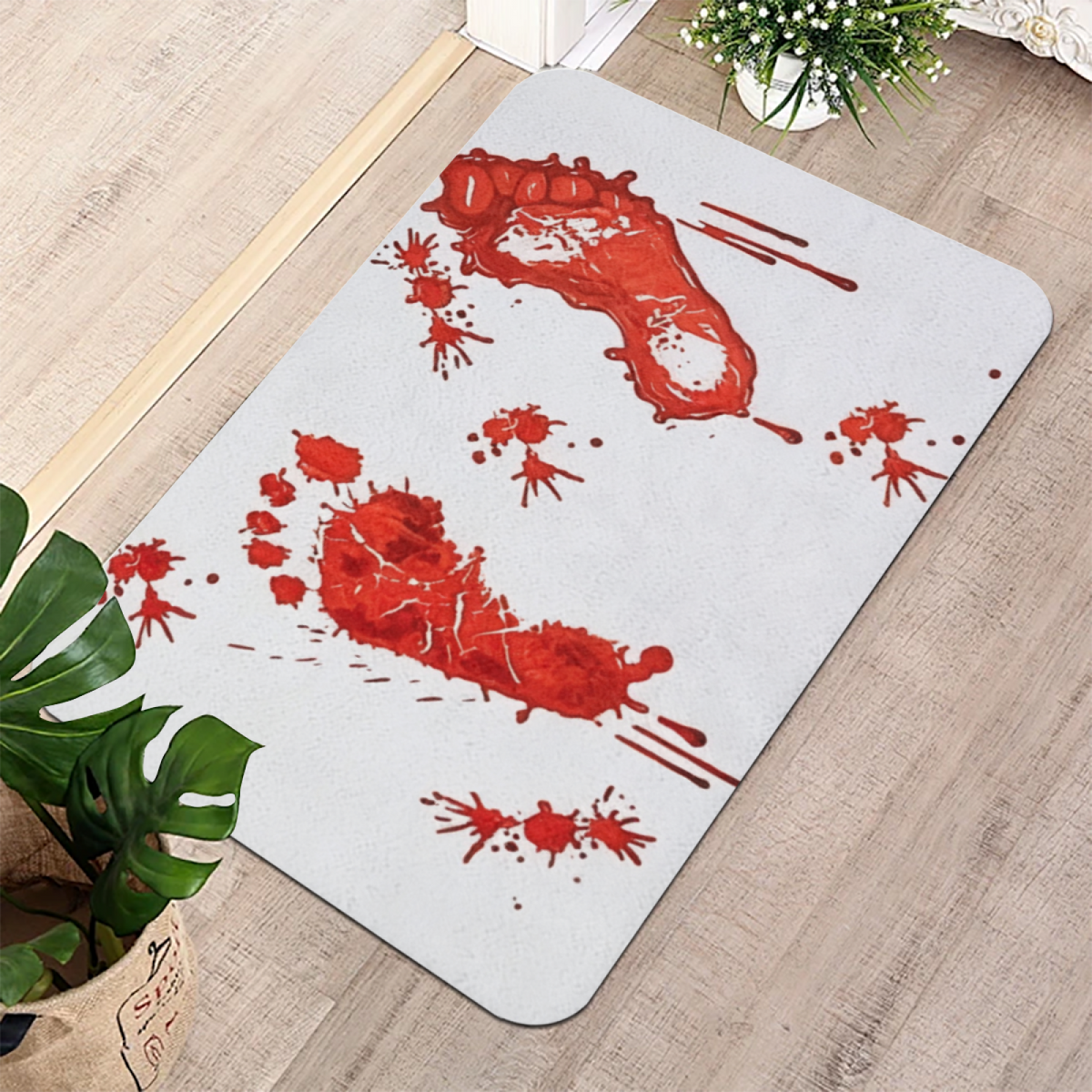 Spooky Blood Footprint Diatomite Mat£üHalloween Spooky Blood Footprint Diatomite Mat, Funny Creative Quick?Dry Non?Slip Bathroom Floor Mat
