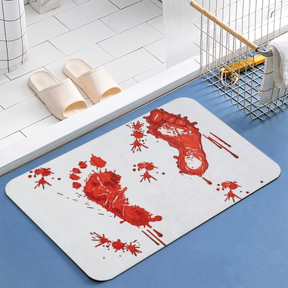 Spooky Blood Footprint Diatomite Mat£üHalloween Spooky Blood Footprint Diatomite Mat, Funny Creative Quick?Dry Non?Slip Bathroom Floor Mat