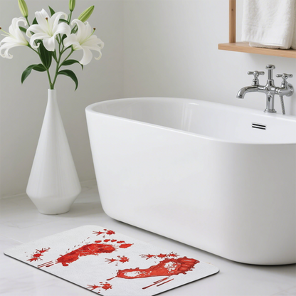 Spooky Blood Footprint Diatomite Mat£üHalloween Spooky Blood Footprint Diatomite Mat, Funny Creative Quick?Dry Non?Slip Bathroom Floor Mat