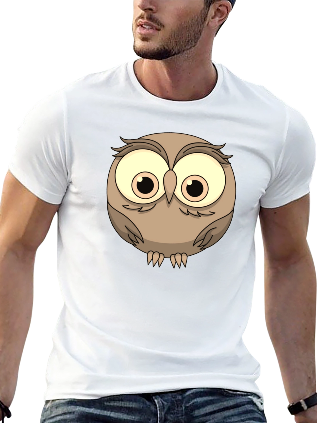 Cute Owl Graphic Tee - Mens Black T-Shirt