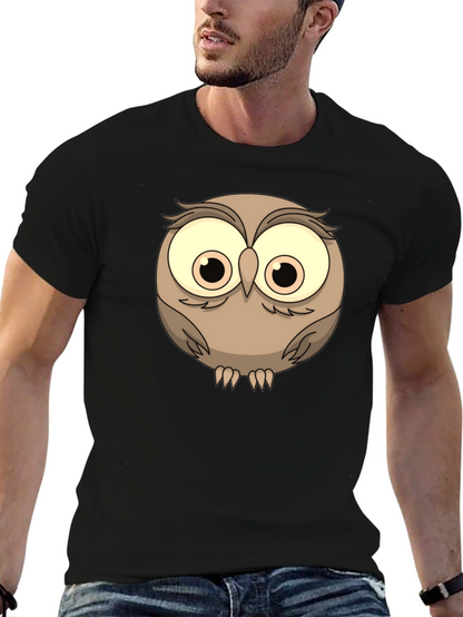 Cute Owl Graphic Tee - Mens Black T-Shirt