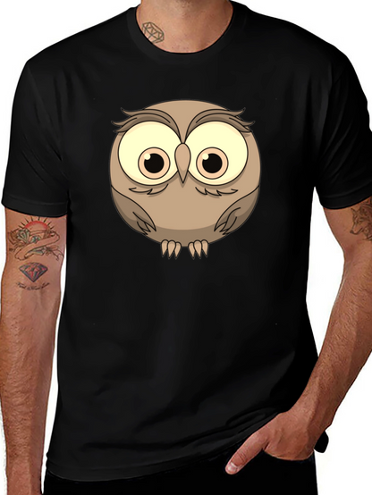 Cute Owl Graphic Tee - Mens Black T-Shirt