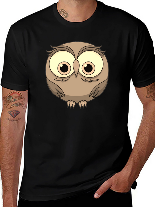 Cute Owl Graphic Tee - Mens Black T-Shirt