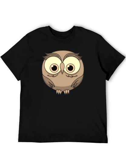 Cute Owl Graphic Tee - Mens Black T-Shirt