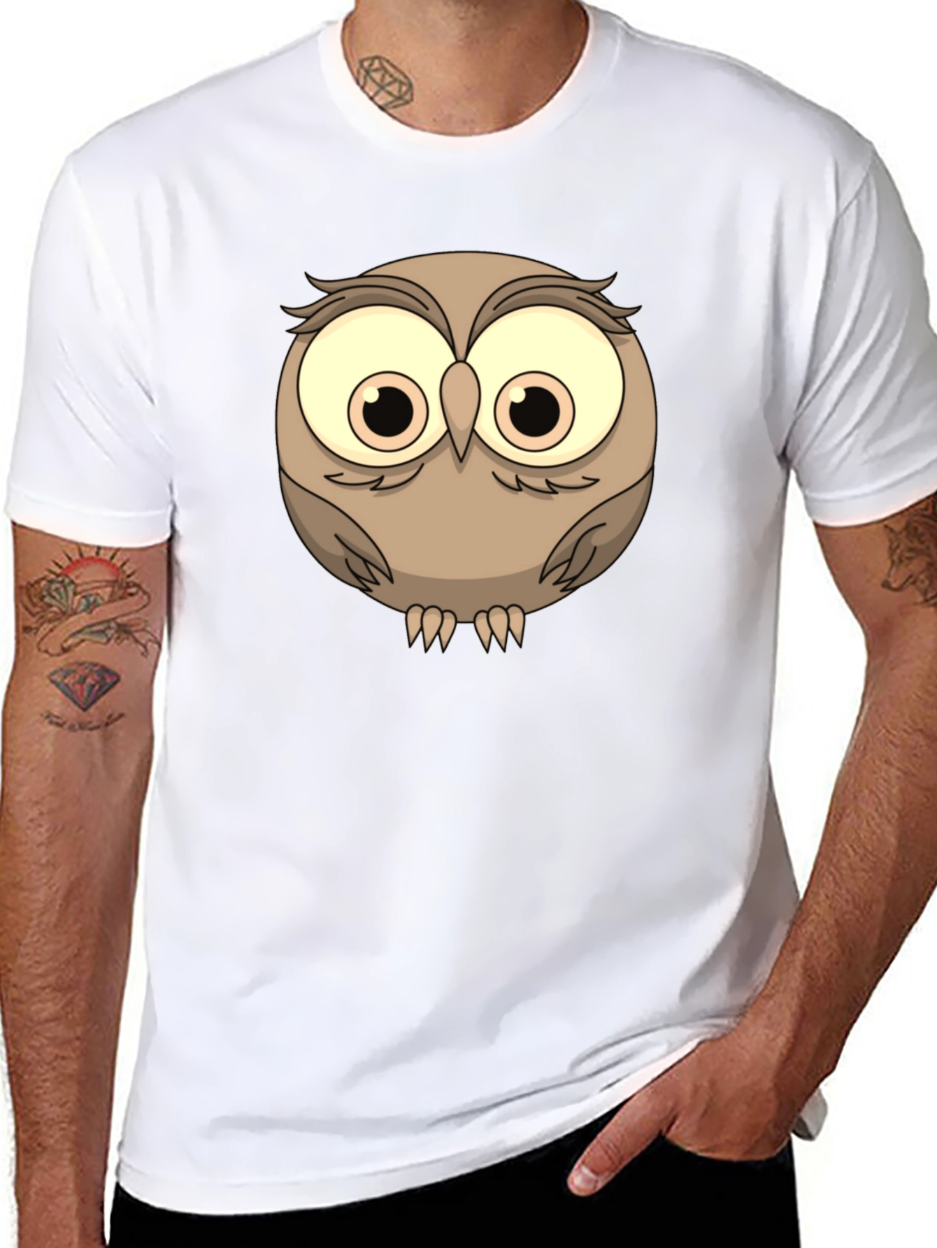Cute Owl Graphic Tee - Mens Black T-Shirt