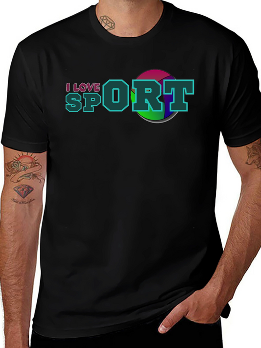 I Love Sport Graphic Black T-Shirt