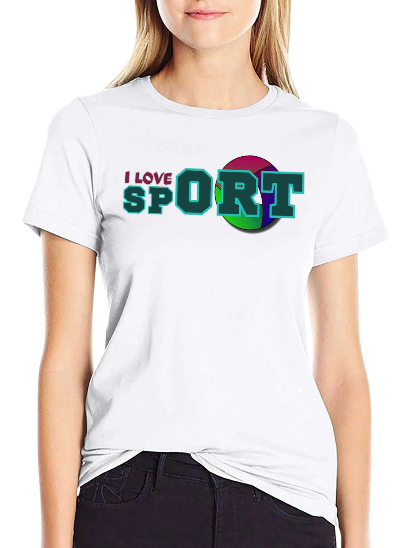 I Love Sport Graphic Black T-Shirt