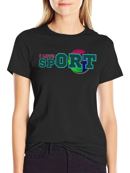 I Love Sport Graphic Black T-Shirt