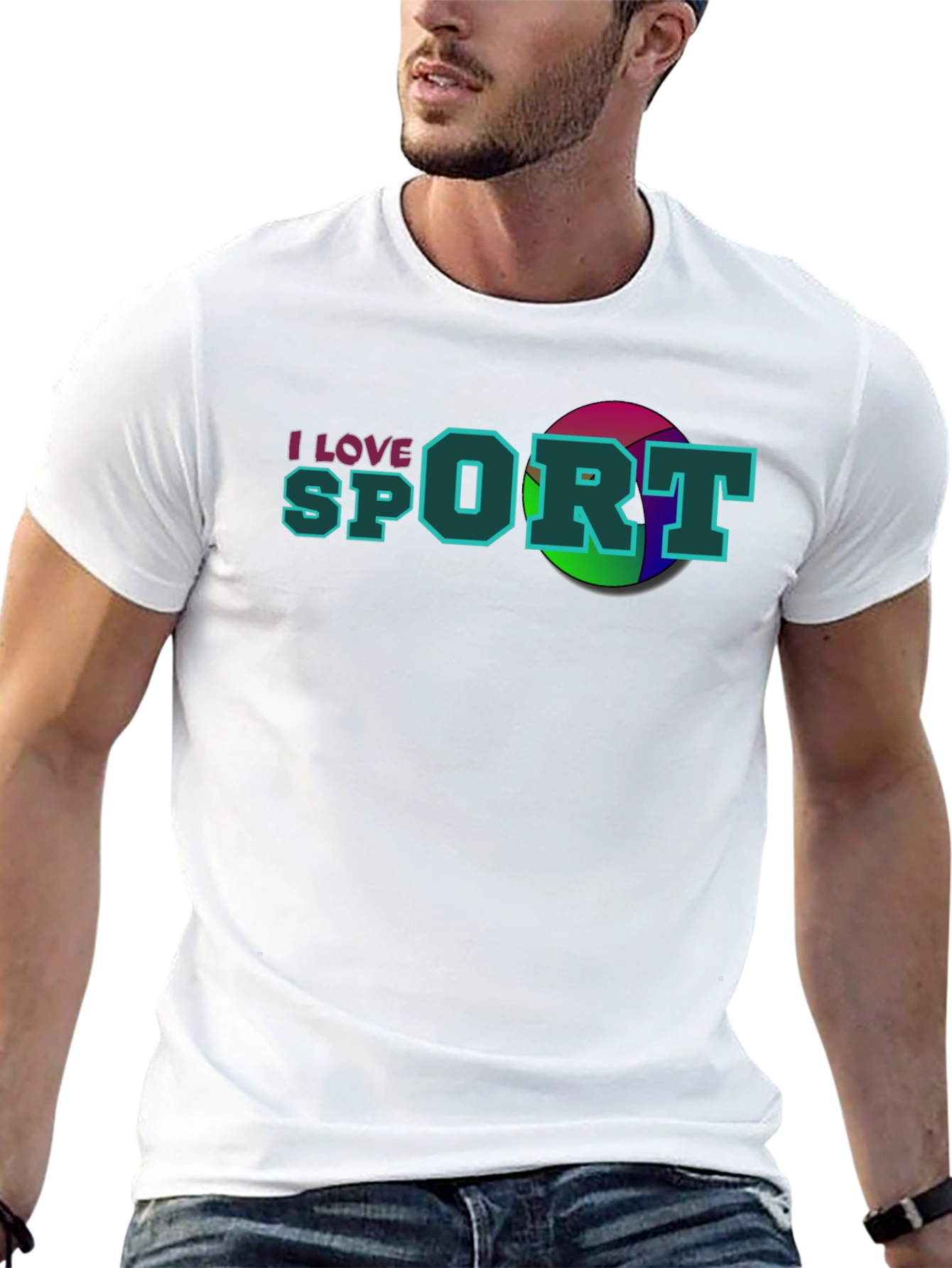 I Love Sport Graphic Black T-Shirt