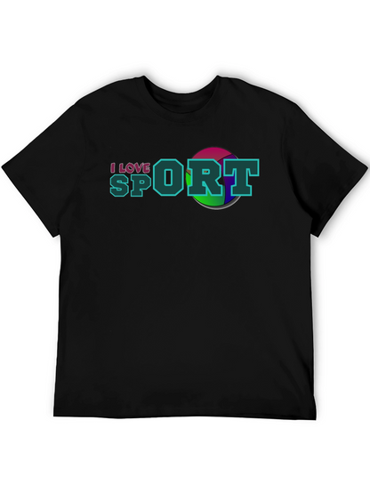 I Love Sport Graphic Black T-Shirt