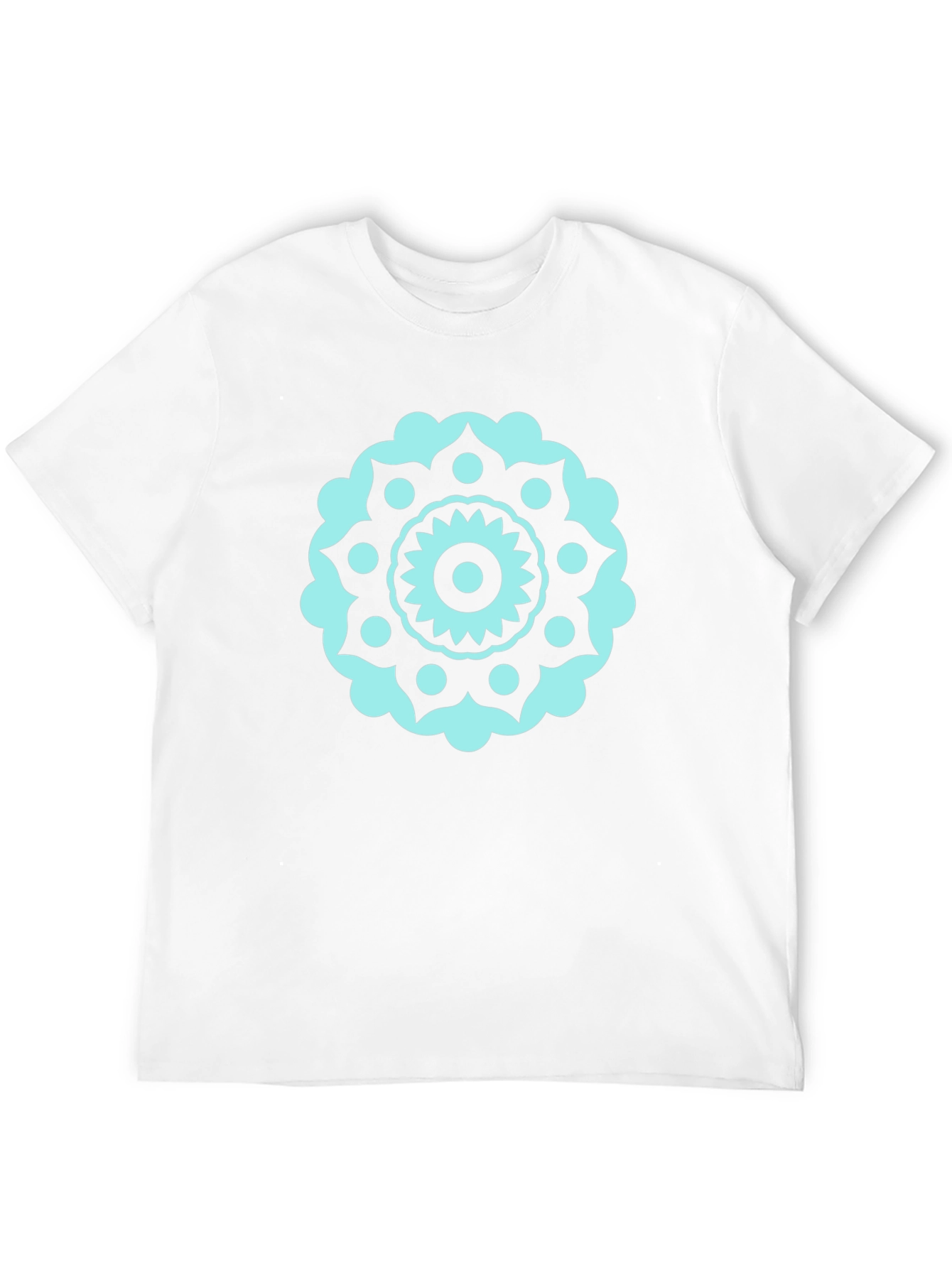 Black Tee with Teal Mandala Design