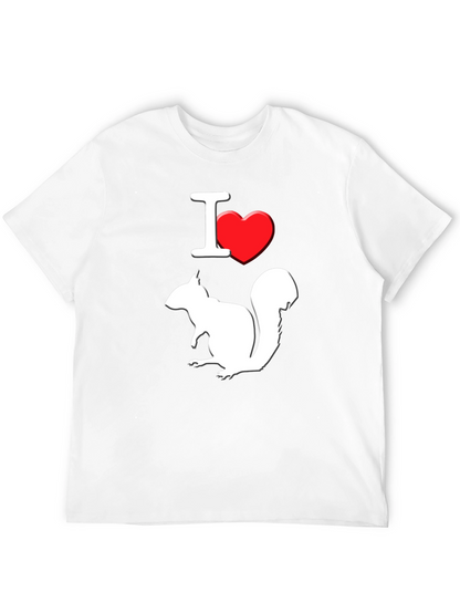 I Love Squirrels T-Shirt Black Cotton Graphic Tee
