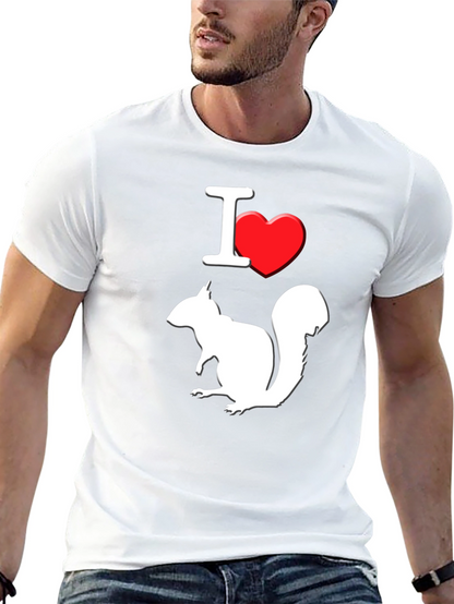 I Love Squirrels T-Shirt Black Cotton Graphic Tee