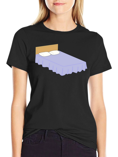 Funny Bed Graphic Black T-Shirt