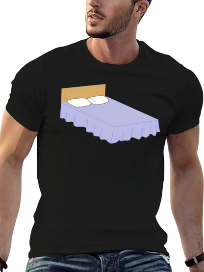 Funny Bed Graphic Black T-Shirt