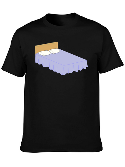 Funny Bed Graphic Black T-Shirt