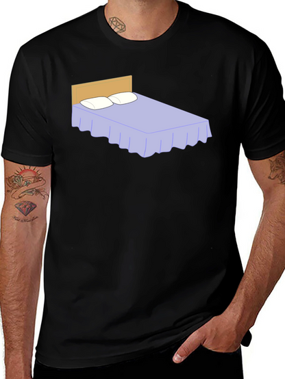 Funny Bed Graphic Black T-Shirt