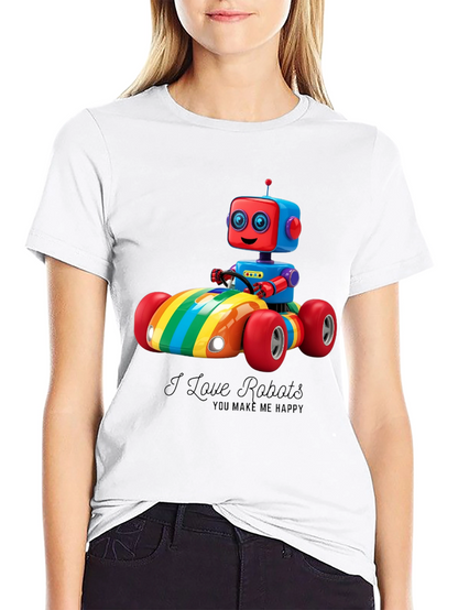 I Love Robots T-Shirt: Rainbow Robot Car Design