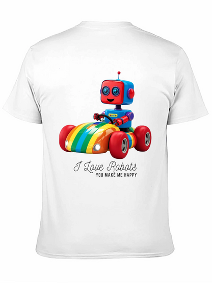 I Love Robots T-Shirt: Rainbow Robot Car Design