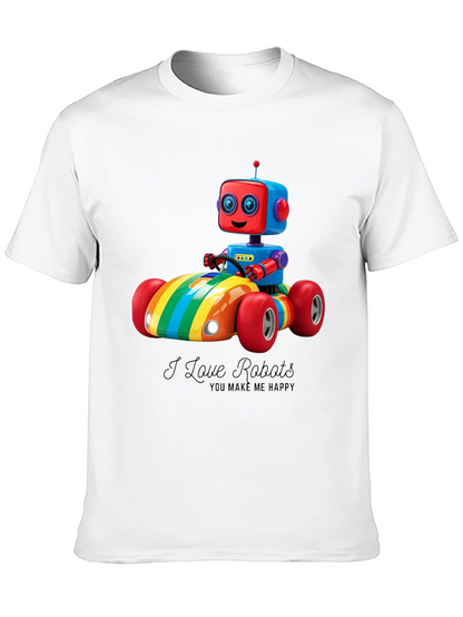 I Love Robots T-Shirt: Rainbow Robot Car Design
