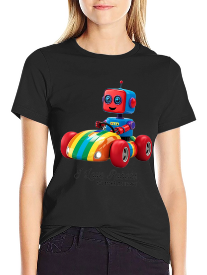 I Love Robots T-Shirt: Rainbow Robot Car Design